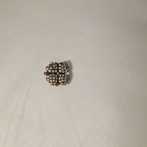 Women's Lucky Brand Four Leaf Clover Antique Gold & Rhinestones Ring; Size 7